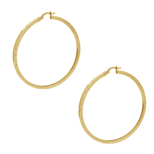 Diamond-cuts Hoop Earrings (14K)