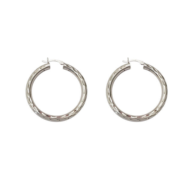 Diamond-cuts Hoop Earrings (Silver)