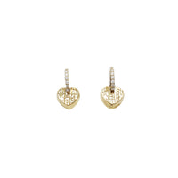 Dangling Heart CZ Huggie Earrings (14K)