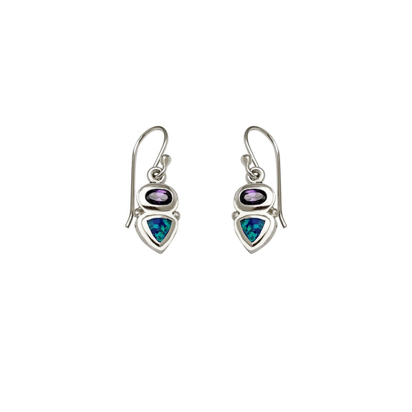 Dangling Opal Little Person Earrings (Silver)