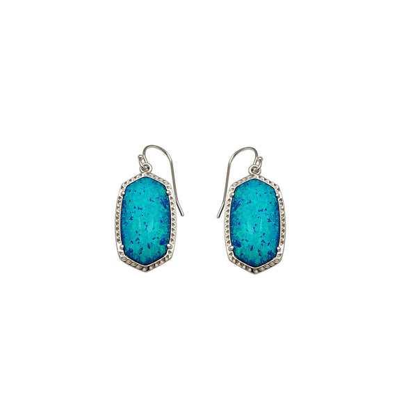 Dangling Opal Plate Earrings (Silver)