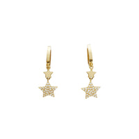 Dangling Stars CZ Huggie Earrings (14K)