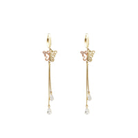 Dangling Tail Butterfly CZ Huggie Earrings (14K) Popular Jewelry New York