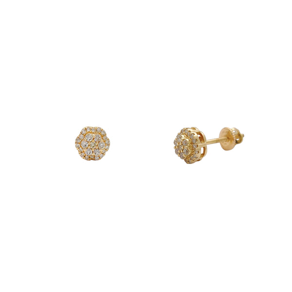 Diamond Cluster Honeycomb Stud Earrings (14K) Popular Jewelry New York