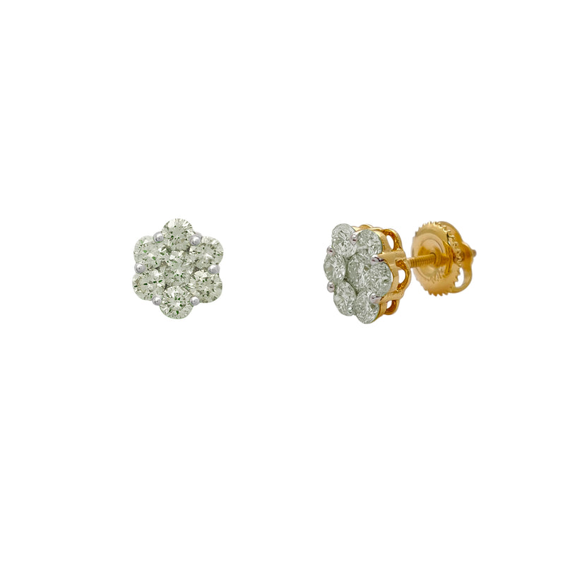 Diamond Cluster Honeycomb Stud Earrings (14K) Popular Jewelry New York