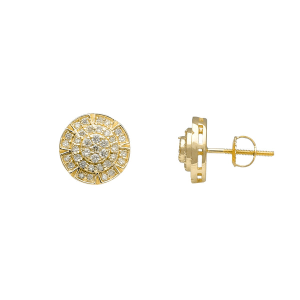 Diamond Cocktail Cluster Round Stud Earrings (14K) Popular Jewelry New York