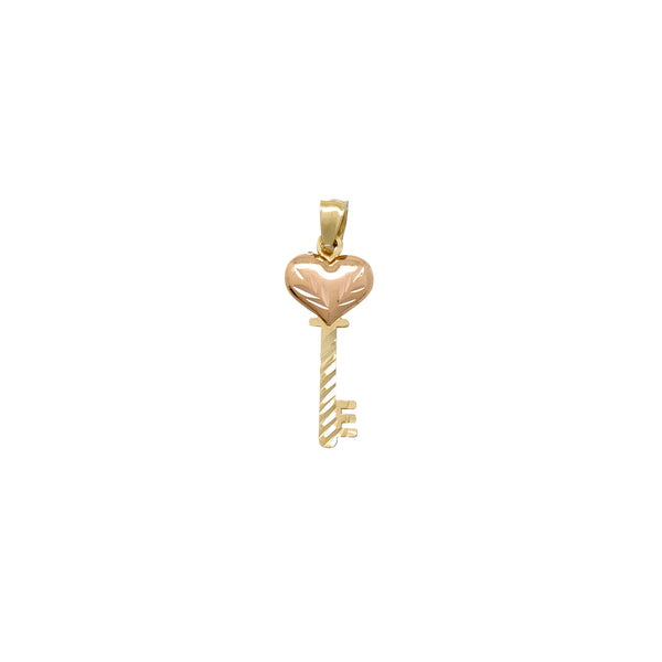 Diamond Cuts Two-Tone Heart Key Pendant (14K) Popular Jewelry New York