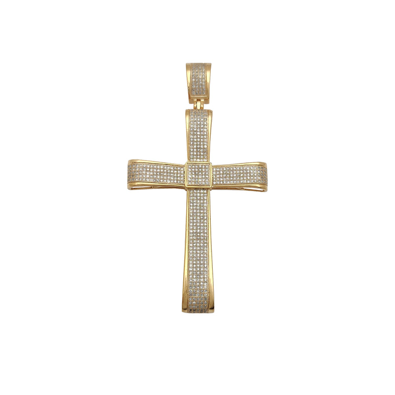 Diamond Pave Ribbon Cross Pendant (14K) Popular Jewelry New York