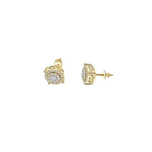 Diamond Round Brilliant Cluster Stud Earrings (14K)