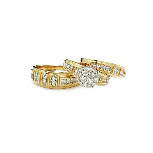 Diamond Round Pave Three Piece Set Rings (14K) Popular Jewelry New York