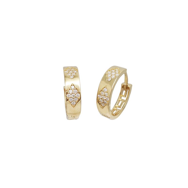 Diamond Shaped Zirconia Huggie Earrings (14K)