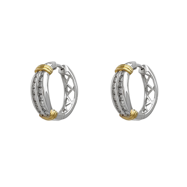 Diamond Two-Row Huggie Earrings (14K) Popular Jewelry New York