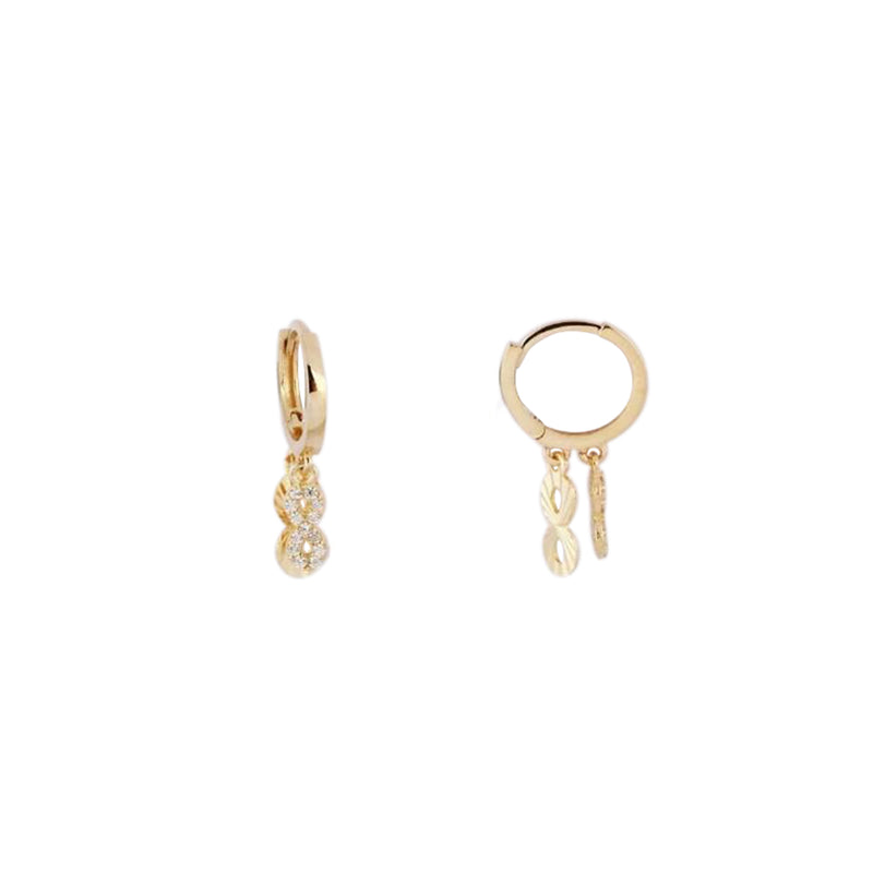 Double Infinity CZ Huggie Earrings (14K)