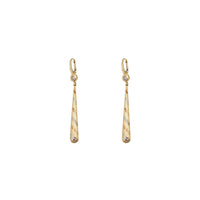 Drop Long Bat CZ Huggie Earrings (14K)