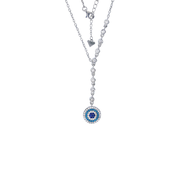 Multi-Color Evil Eye Necklace (Silver)