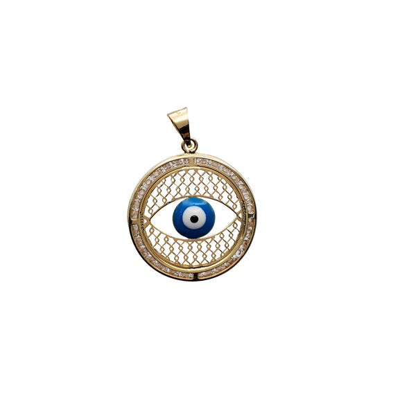 Evil Eye Circular Lattice Pendant (14K)