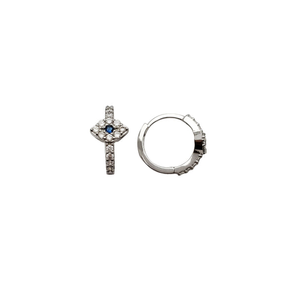 Evil Eye CZ Huggie Earring (14K)