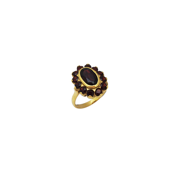 Wine Garnet Flower Ring (18K)