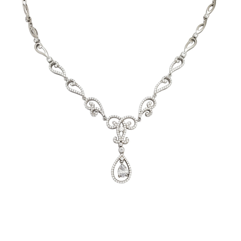 Fancy Flow CZ Necklace (Silver)