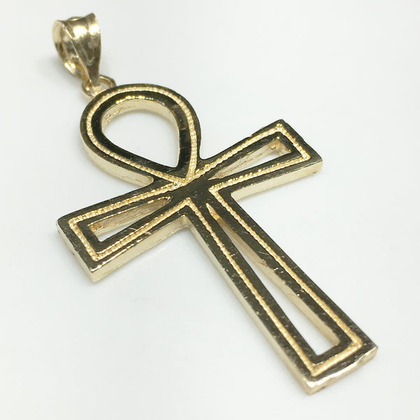 Ankh Pendant 14K (Textured) - Popular Jewelry