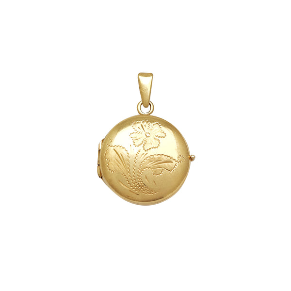 Flower Design Round Locket Pendant (14K) Popular Jewelry New York