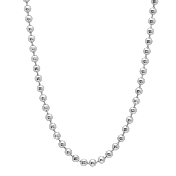 (Plain) Glossy Ball Chain Necklace (Silver)