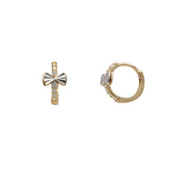 Zirconia Two-Tone Bowtie Huggie Earrings (14K)