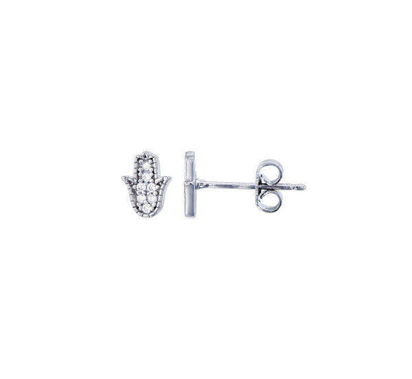 Hamsa Stud Earrings (Silver)