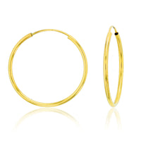 Thin Plain Hoop Earrings (14K)