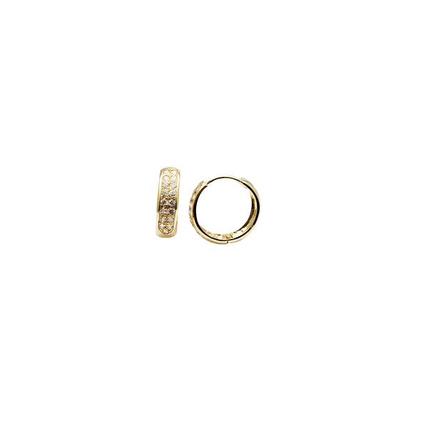 Yellow Gold Huggie CZ Earrings (14K)