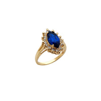 Halo Blue Marquise Split Shank Ring (14K) Popular Jewelry New York