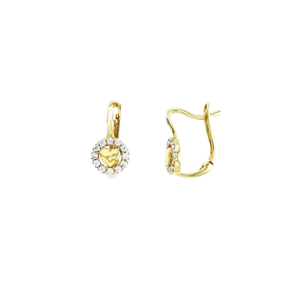 Halo Heart Huggie Earrings (14K)