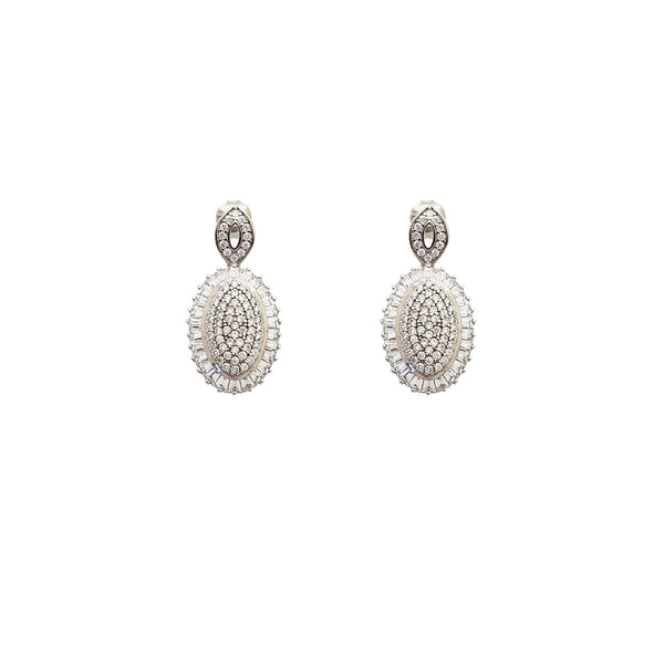 Hanging CZ Stud Earrings (Silver)