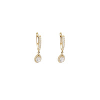 Hanging Drop CZ Huggie Earrings (14K)