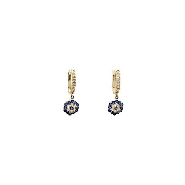 Hanging Hexagon CZ Huggie Earrings (14K)