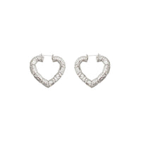 Heart Shape Bamboo Hoop Earrings (Silver)