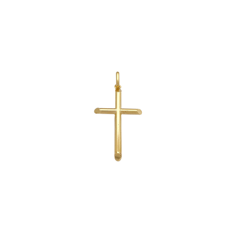 Hollow Latin Tube Cross Pendant (14K)