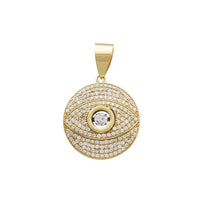 Iced Out Round Evil Eye Pendant (14K)