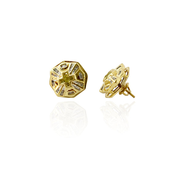 Octagon Cross Diamond Earring (14K)