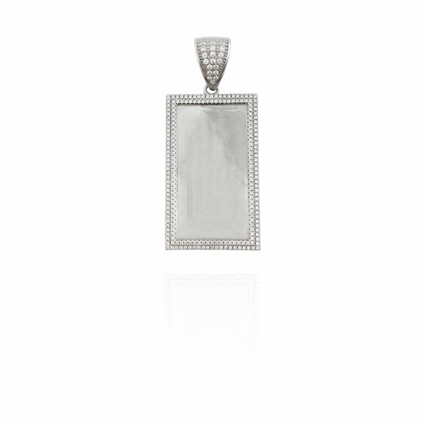 Rectangular Stoneset Frame Picture Pendant (Silver)