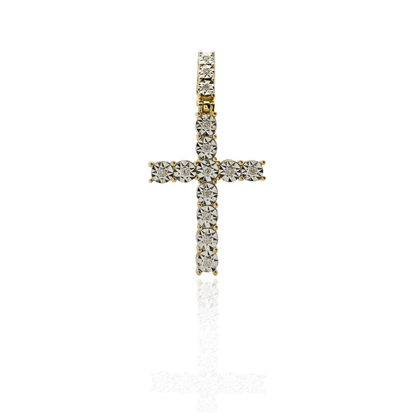 Single-Row Diamond Cross Pendant (10K)