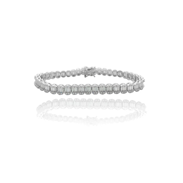 Emerald Cut CZ Bracelet (Silver).