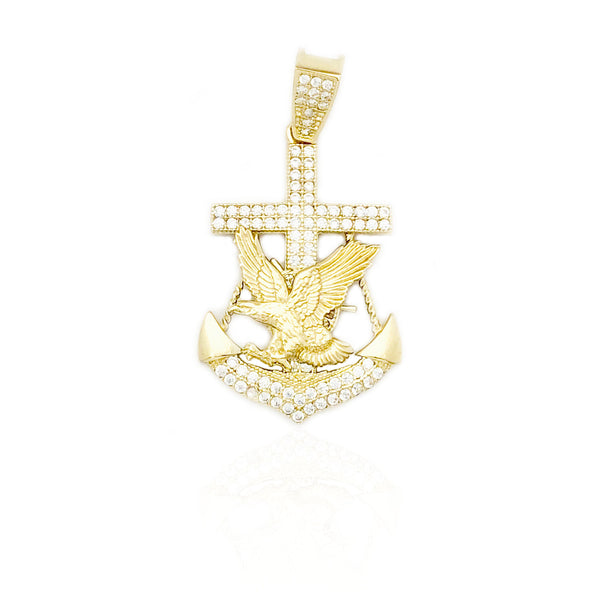 Flying Eagle Anchor CZ Pendant (14K)