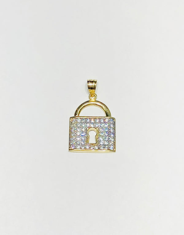 Padlock CZ Pendant (14K)