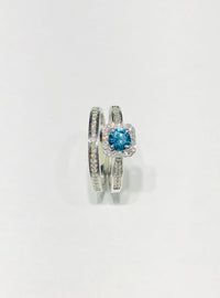 Two Piece Set Blue Diamond Rings (14K)