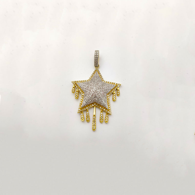 Dripping Diamond Star Pendant (14K)