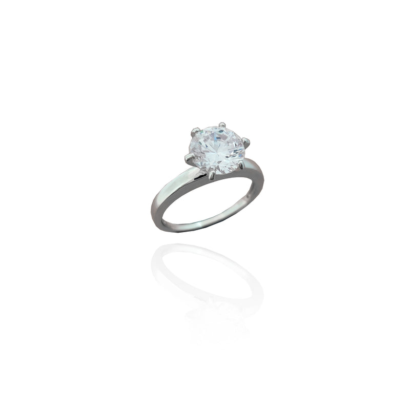 Six-Prong Solitaire Engagement Ring (Silver)