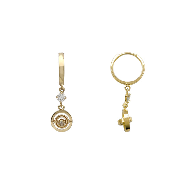 Round Stone-Set Dangling Huggie Earrings (14K) Popular Jewelry New York