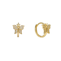 Zirconia Butterfly Huggie Earrings (14K)