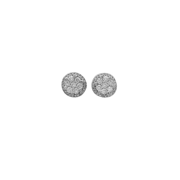 White Gold Diamond Cluster Stud Earrings (14K)